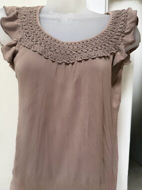 Crochet Yoke, Flutter Sleeve - Top
